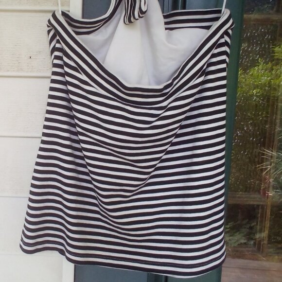 The Limited Black/White Striped Halter Top w/Bra Liner Size: L - Picture 4 of 7